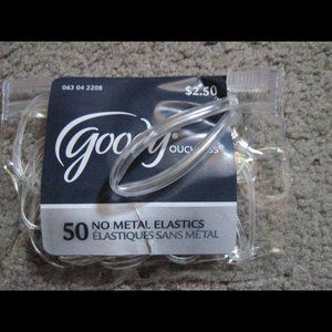 50 Goody Value Pack Clear Ouchless No Metal Small Poly Elastic Hair Bands Pouch